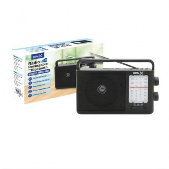 Radio Portátil Gen-X de Alta Sensibilidad con 3 Bandas AM/FM/SW, Bluetooth y USB