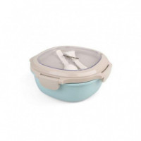 Fiambrera Porta Alimentos Thermosport con 3 Compartimentos y Cubiertos 1080 ml