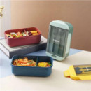 Fiambrera Porta Alimentos Rectangular Thermosport 1.1L con 2 Compartimentos