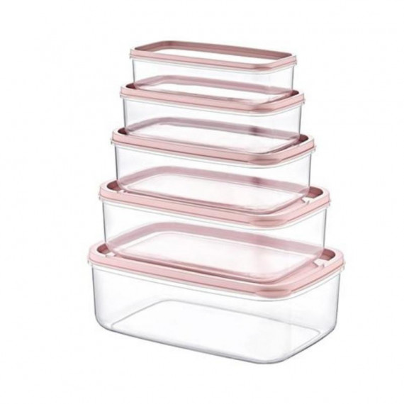 Set de 5 Tápers Rectangulares Sevenon Rosa (330-530-850-1300-2100ml)