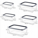Set de 5 Tápers Rectangulares Sevenon Rosa (330-530-850-1300-2100ml)