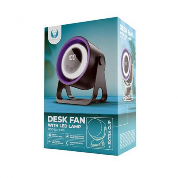 Ventilador de Escritorio Forever con Lámpara y Batería 1800mAh, Incluye Soporte Adicional