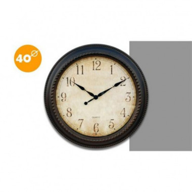 Reloj de Pared Anal&oacute;gico con Marco Ancho de Madera, 40 cm