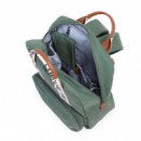 Bolso Mochila Mommy Club Signature Canvas Verde  CHILDHOME
