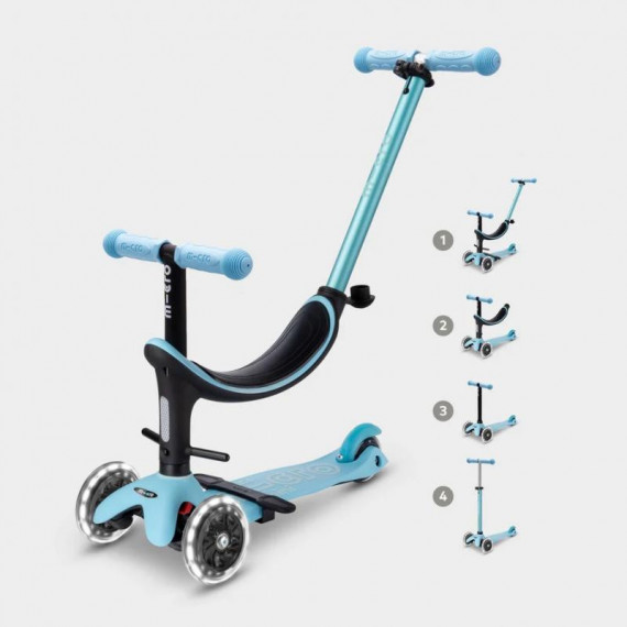 Patinete Mini 4EN1 Deluxe Azul con Led  M-CRO