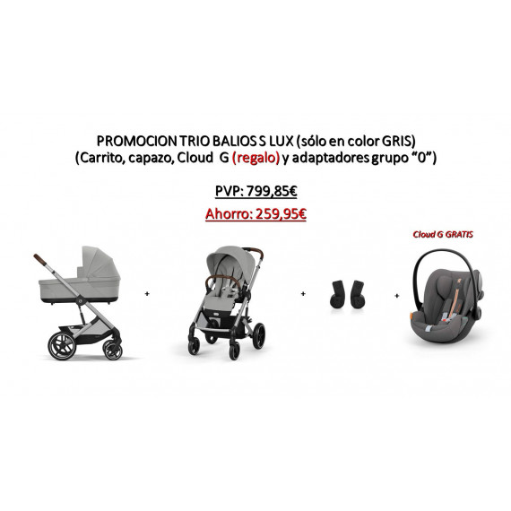 Pack Trio Balios S Lux Travel Set (chasis+silla+cot S+cloud G+adaptadores)  CYBEX