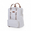 Bolso Mochila Mommy Club Signature Canvas Blanco Roto  CHILDHOME