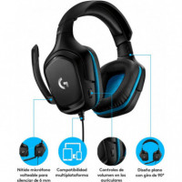 Auriculares Gaming con Cable LOGITECH G432 Sonido 7.1 Surround