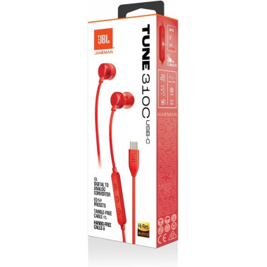 Auriculares JBL Tune 310C Usb-c Rojo