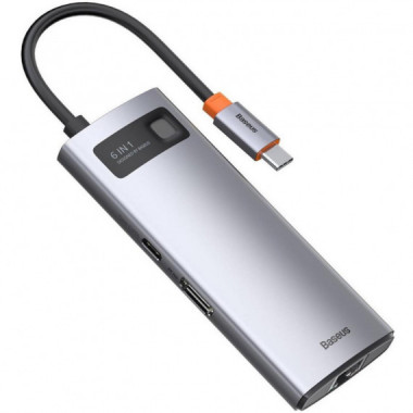 Hub 6-1 BASEUS CAHUB-CW0G Usb-c To 3X USB 3.0 + HDMI + Usb-c Pd + RJ45
