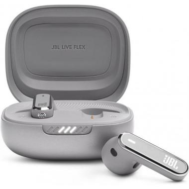 Auriculares BLUETOOTH JBL Live Flex Plata con Cancelaci&oacute;n de Ruido
