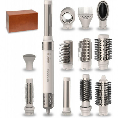 Cepillo de Aire de Pelo Moldeador Secador, Alisador y Rizador Multifunci&oacute;n 12 en 1 con Tecnolog&iacute;a Coanda Champagne  CECOTEC
