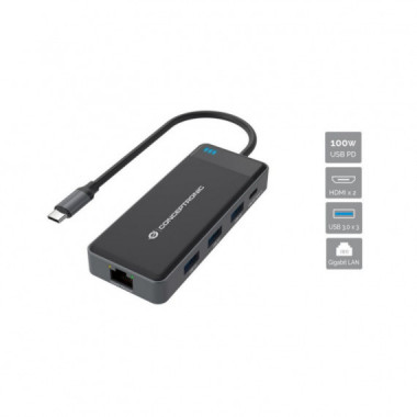 Docking Station CONCEPTRONIC 7EN1 Mst For Windows / HDMI X2 / Lan / Usb-a X 3
