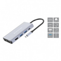 Docking Station USB 3.2 Gen 10 en 1, Hdmi, Vga, Usb-a 3.0, Sd, Tf/microsd, Audio, Lan Gbe, USB Pd de 100 W  CONCEPTRONIC