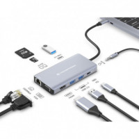 Docking Station USB 3.2 Gen 10 en 1, Hdmi, Vga, Usb-a 3.0, Sd, Tf/microsd, Audio, Lan Gbe, USB Pd de 100 W  CONCEPTRONIC
