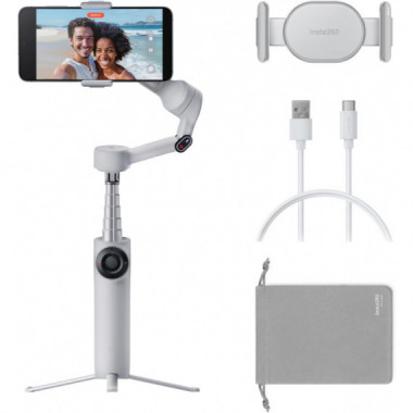 Gimbal para Smartphone INSTA360 Flow 2, Estabilizador Plegable con Ia para Tel&eacute;fono, Gris