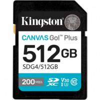 Tarjeta de Memoria KINGSTON Canvas Go Plus Sdxc GEN4 200MB/S C10 Uhs-i U3 V30 512GB