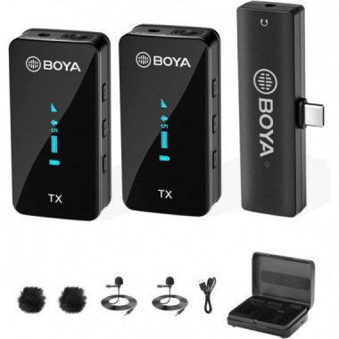 Kit 2 Micr&oacute;fonos sin Cable BOYA BY-XM6-K6 Profesionales Usb-c