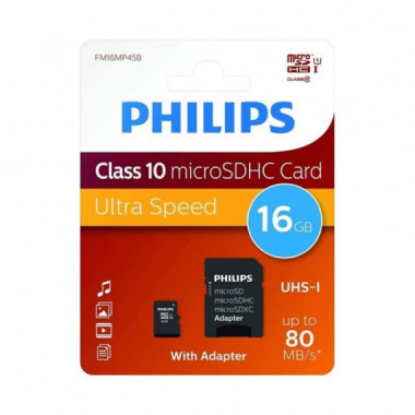 PHILIPS MICRO SD 16GB CLASE 10 + ADAPTADOR