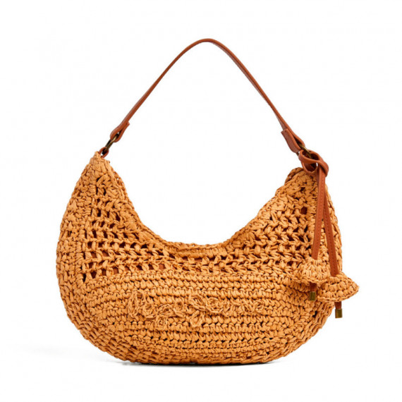 bolso media luna de rafia