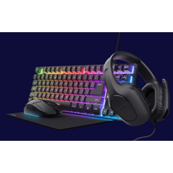TECLADO + RATON + AURICULARES + ALFOMBRILLA TRUST