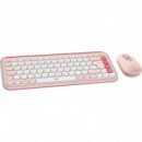 TECLADO + RATON LOGITECH POP ICON WIRELESS ROSE/WH