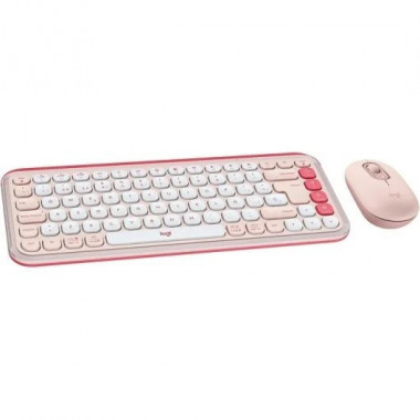 TECLADO + RATON LOGITECH POP ICON WIRELESS ROSE/WH