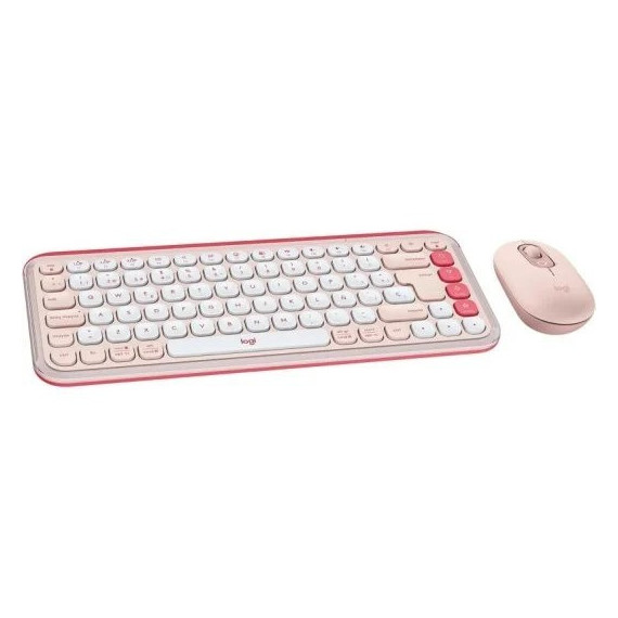 TECLADO + RATON LOGITECH POP ICON WIRELESS ROSE/WH
