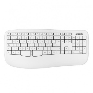 TECLADO PHOENIX K201 ERGONOMICO WIRELESS WHITE