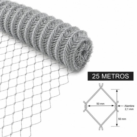 MALLA SIMPLE TORSION GALVANIZADA 50X50X2.1MM 1.5X25M DONNA GARDEN