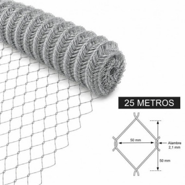 MALLA SIMPLE TORSION GALVANIZADA 50X50X2.1MM 2X25M DONNA GARDEN