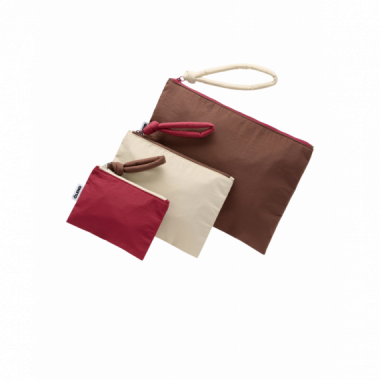 Olend Neceseres Pouch set &Ouml;LEND Padded Brown + Sand + Cherry red