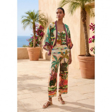 MULTICOLOURED PALM TREE PRINT TROUSERS E