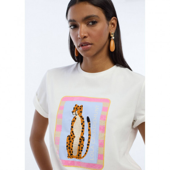 ANIMAL PRINT T-SHIRT WITH EMBROIDERED TR