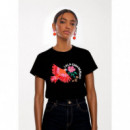 PARROT T-SHIRT WITH FEATHERS BLACK
