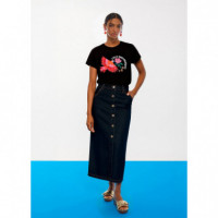 PARROT T-SHIRT WITH FEATHERS BLACK