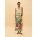PRINTED CIRCULAR DRESS ECRU-MULTICOLOR