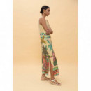 PRINTED CIRCULAR DRESS ECRU-MULTICOLOR