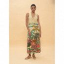 PRINTED CIRCULAR DRESS ECRU-MULTICOLOR
