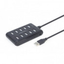 GEMBIRD HUB USB 2.0 10 PUERTOS NEGRO