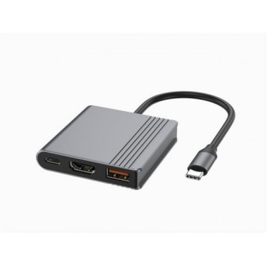 GEMBIRD ADAPTADOR MULTIPUERTO USB TIPO-C3 EN 1 puerto USB + HDMI + v&iacute;deo USB-C