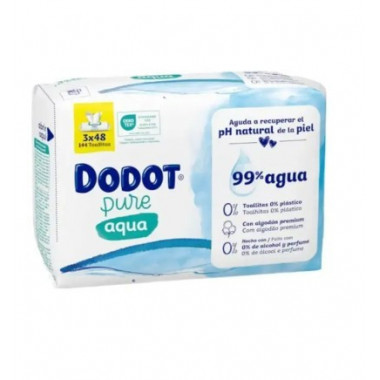 Dodot Aqua Pure Toallitas Humedas para Bebes 3 Envases 48 Unidades Plastic Free Pack Promocional  PROCTER & GAMBLE