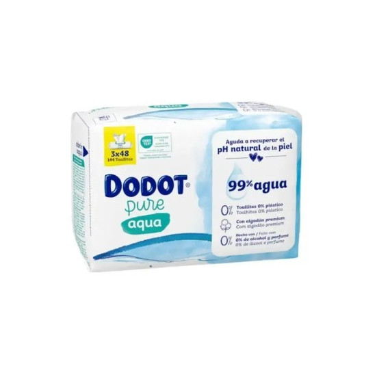 Dodot Aqua Pure Toallitas Humedas para Bebes 3 Envases 48 Unidades Plastic Free Pack Promocional  PROCTER & GAMBLE