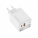 Cargador de Pared Mars Gaming Retráctil GaN 65W USB-A/C Blanco (MDGAN65RW)