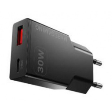 Cargador de Pared Mars Gaming Ultracompacto GaN 30W PD 3.0 USB-A/C Negro (MDGAN30)