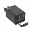 Cargador Mars Gaming Retráctil GaN 65W USB-A/C Negro (MDGAN65R)