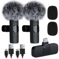 Microfono Receptor ONEWAY USB C Lavalier 2 Microfonos Pinza Wireless