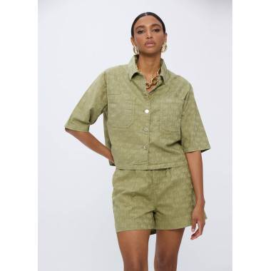 TWILL JACQUARD BERMUDA SHORTS WITH LOGO