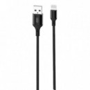 Cable USB a Lightning XO NB143 de Cordón - 2.4A, 1 Metro, Negro