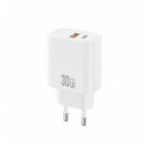 Cargador USB XO CE40 30W con Puertos USB-A y USB-C para Carga Rápida